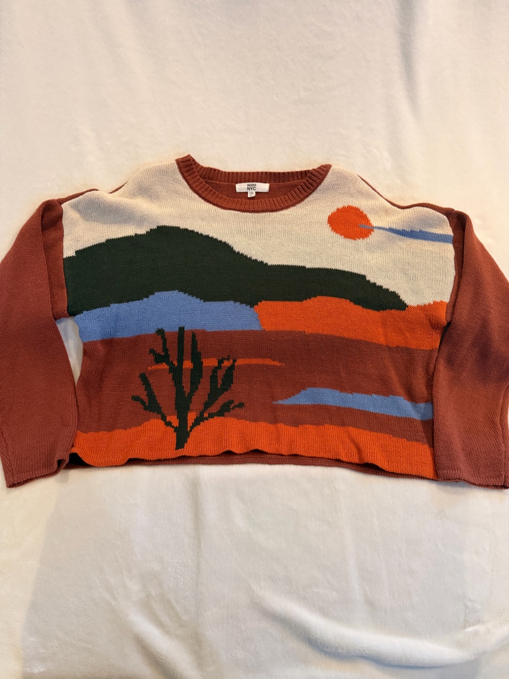 Scenic Desert Colorblock Crewneck cropped Sweater XXXL- Rust Multi